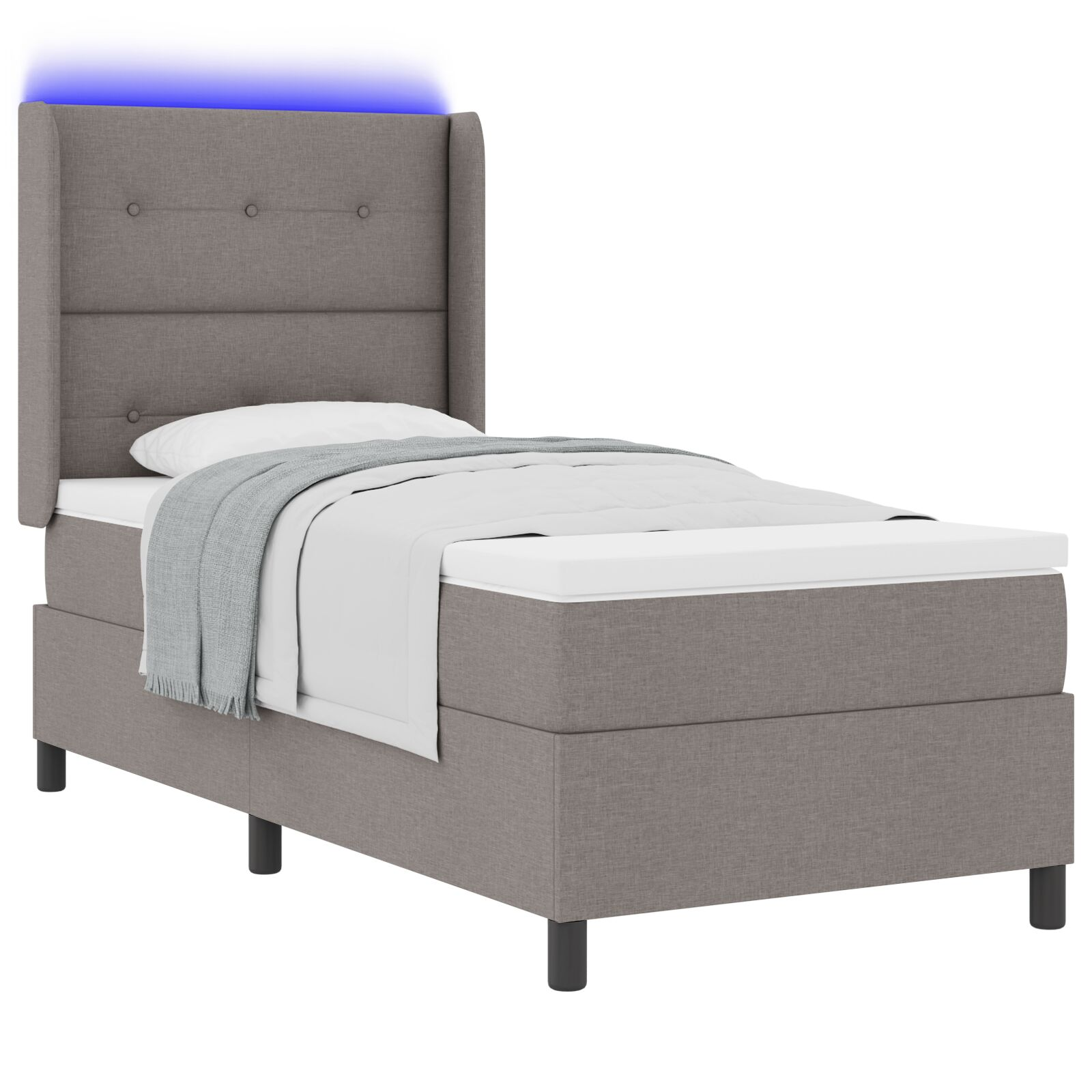 Boxspring Ágy Mattal és LED Fénnyel Taupe 100x200 cm Szövet (3343494)