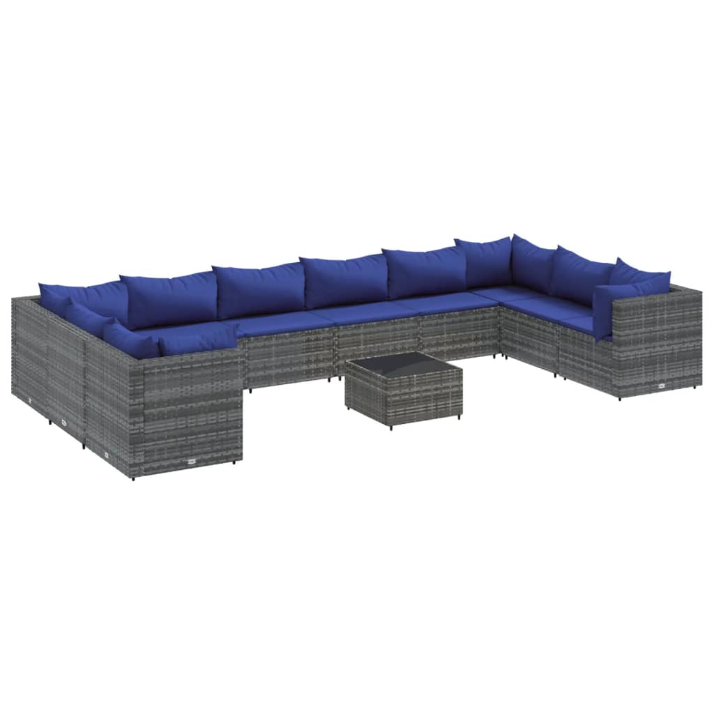 11 részes szürke polyrattan kerti ülőgarnitúra párnákkal (3308295)