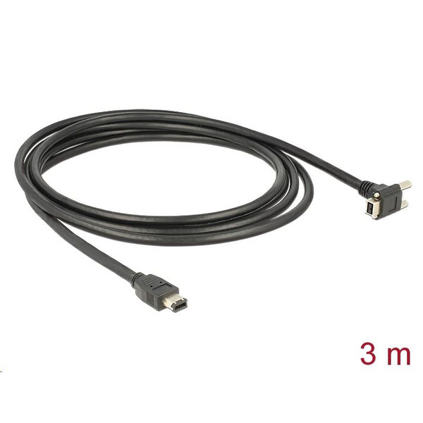 Delock FireWire 9 érintkezős 90 fokos szögű, csavarokkal ellátott > 6 érintkezős 3 m kábel (83590)