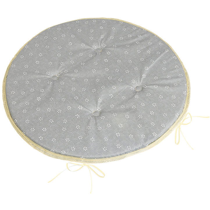 BELLATEX Adéla Seat cushion 79/227 round smooth d.40 cm sprouting flower grey (12466)