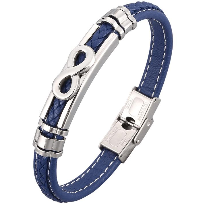 Predator Q1 bőr karkötő, végtelen 20 cm - kék (15350)