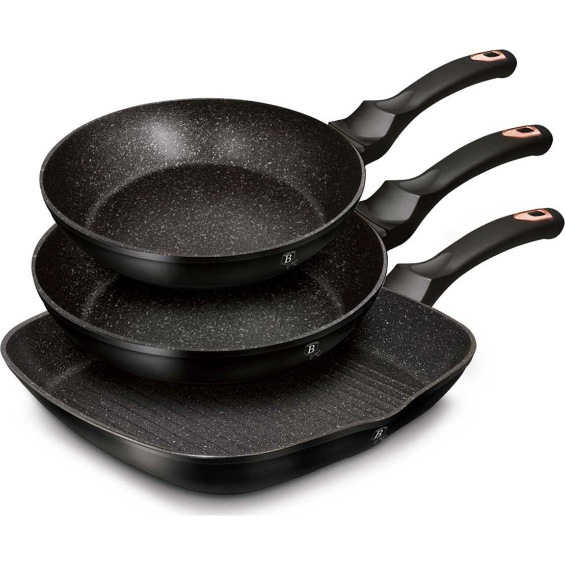 BerlingerHaus BH/6156 Black Rose Collection Serpenyő Szett - Kovácsolt Alumínium, Matt Fekete, Rose Gold (BH-6156)