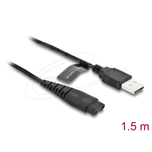 Delock USB töltőkábel 5 V elektromos borotvákhoz   kompatibilis Hatteker RFC-588, RFC-598, RFC-690, RFC-692, RFC-696, RSCX-7568, RSCX-9598 sorozattal   borotvatöltő cserekábel, 1,2 m