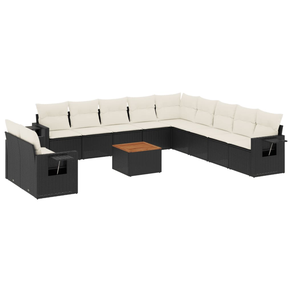 12 részes fekete polyrattan kerti ülőgarnitúra párnákkal (3256973)
