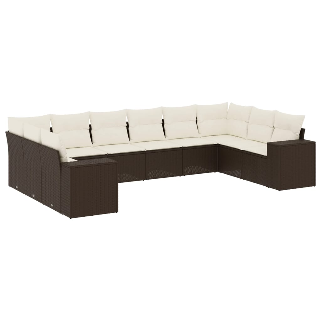 10 részes barna polyrattan kerti ülőgarnitúra párnákkal (3255410)