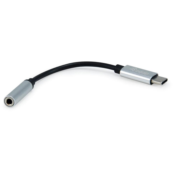 Equip 133474 кабел за мобилен телефон Черен, Сребърен 0,15 м USB-C 3.5 mm