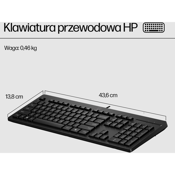 HP 125 USB Wired Keyboard toetsenbord Zwart