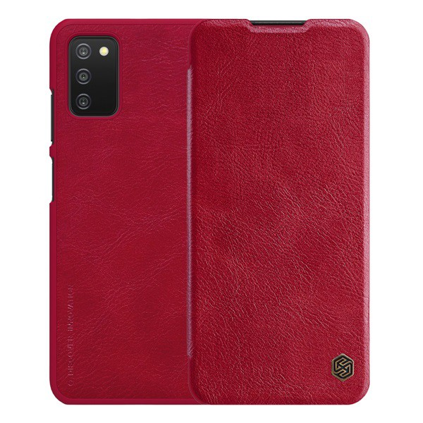 NILLKIN QIN tok álló, bőr hatású (FLIP, oldalra nyíló, bankkártya tartó) PIROS [Samsung Galaxy A03s (SM-A037F)] (5996591113951)