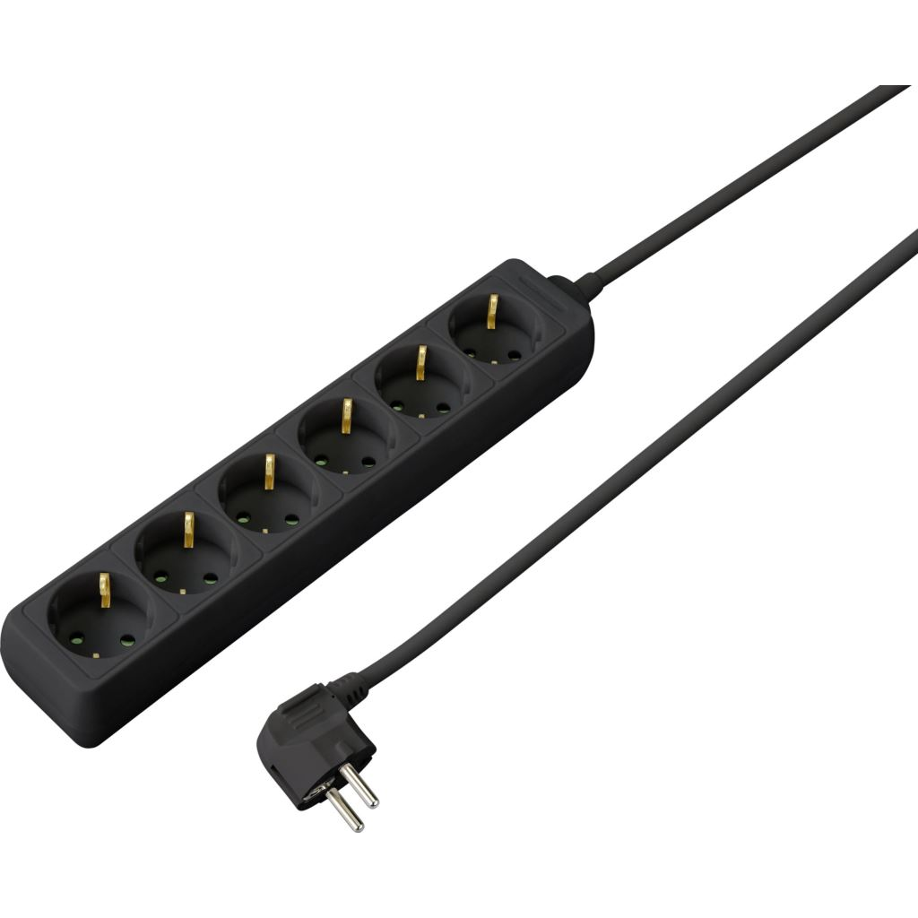 Sygonix 6 aljzatos elosztó 1.4m fekete (SY-4890992) (SY-4890992)