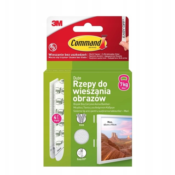 Staples Rzepy COMMAND™ (17206), do wieszania obrazów, duże, 8 szt. białe