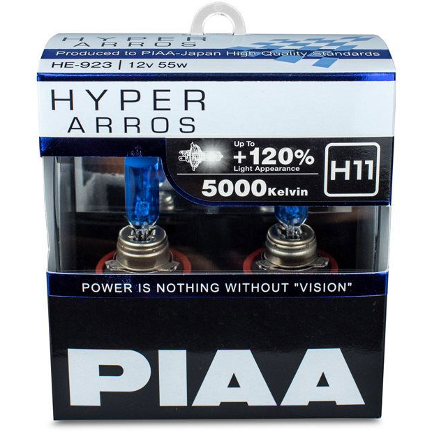 PIAA Hyper Arros 5000K H11 + 120% ragyogó fehér fény, 5000K színhőmérséklet, 2 db (HE-926)