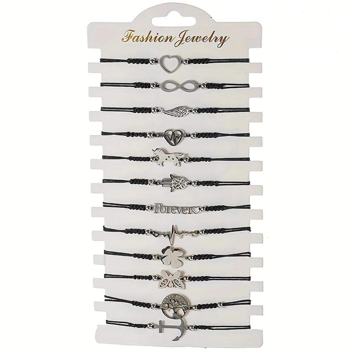 Predator Q1 - 12 darabos divatos férfi karkötőkészlet, 16-24cm (20331)