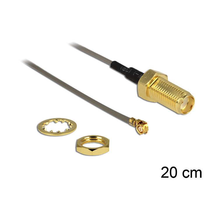 Delock antenna kábel SMA Jack Bulkhead > MHF/U.FL-LP-088 kompatibilis csatlakozó, 200 mm, 1.37 (88816) (88816)