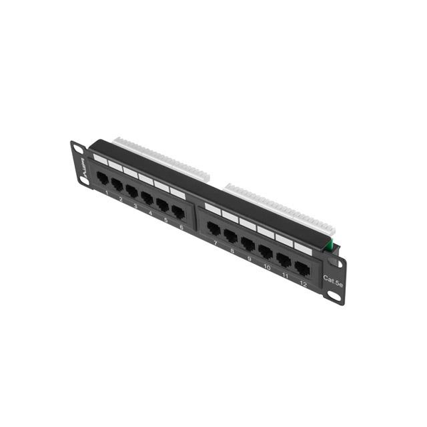 Patch Panel 12 Port 1U 10 palcov kategória 5e čierna