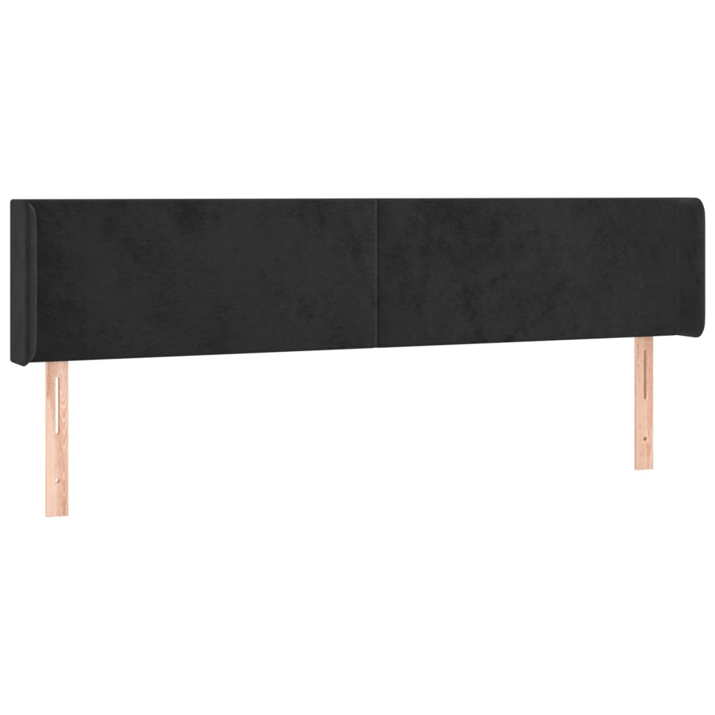 fekete bársony szárnyas fejtámla 163x16x78/88 cm (3118544)