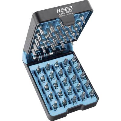 Hazet BitE-Box 2240N/51 Bit készlet 51 részes Egyeneshornyú, Kereszthornyú Phillips, Kereszthornyú Pozidriv, TORX, TORX BO, Belső hatlap (2240N/51)