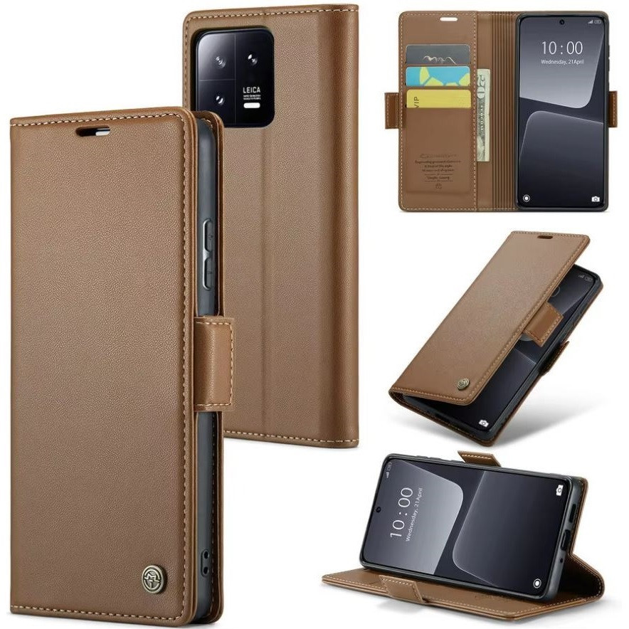 Samsung Galaxy S24 Plus SM-S926, Oldalra nyíló tok, stand, kártyatartóval, RFID technológiával, Wooze CaseME, barna (TS8184)