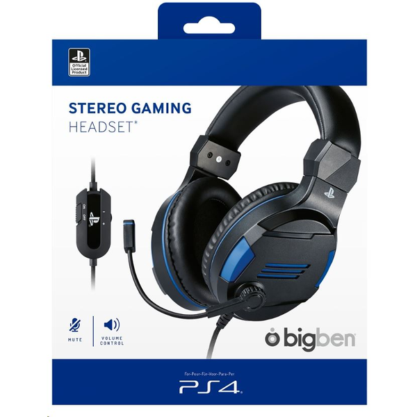 Слушалка Gaming Stereo BigBen Headset, Лиценз за Sony Playstation, PC, Jack 3.5 мм, Кабел 1.2 м, Черен
