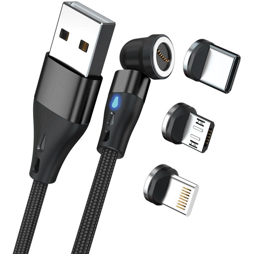 RealPower Magnetic cable 3 Amp,0,20m,schwarz mit Adaptern (439628)