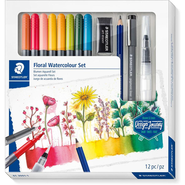 STAEDTLER "Design Journey" Aquarell Set Blumen 100% EFC