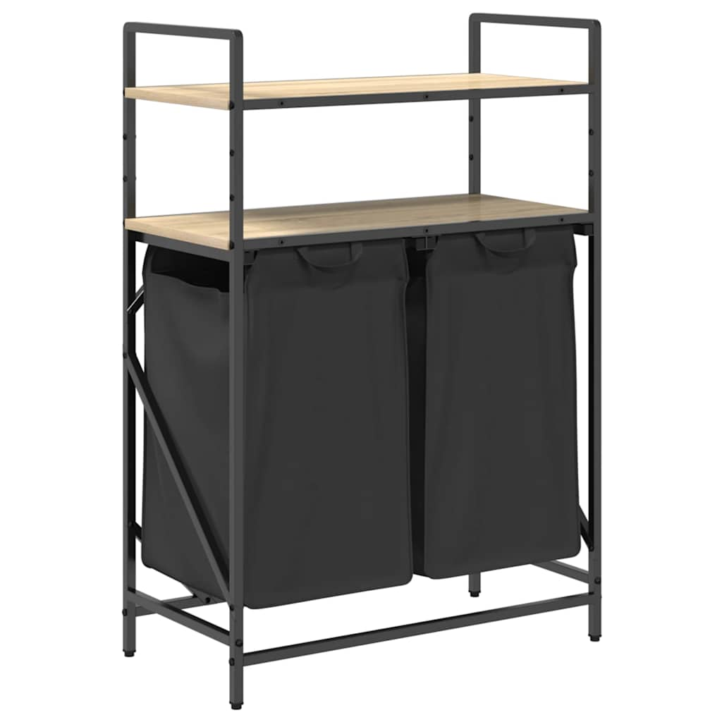 sonoma tölgy mosodai kosár 2 rekeszes polcokkal (859086)