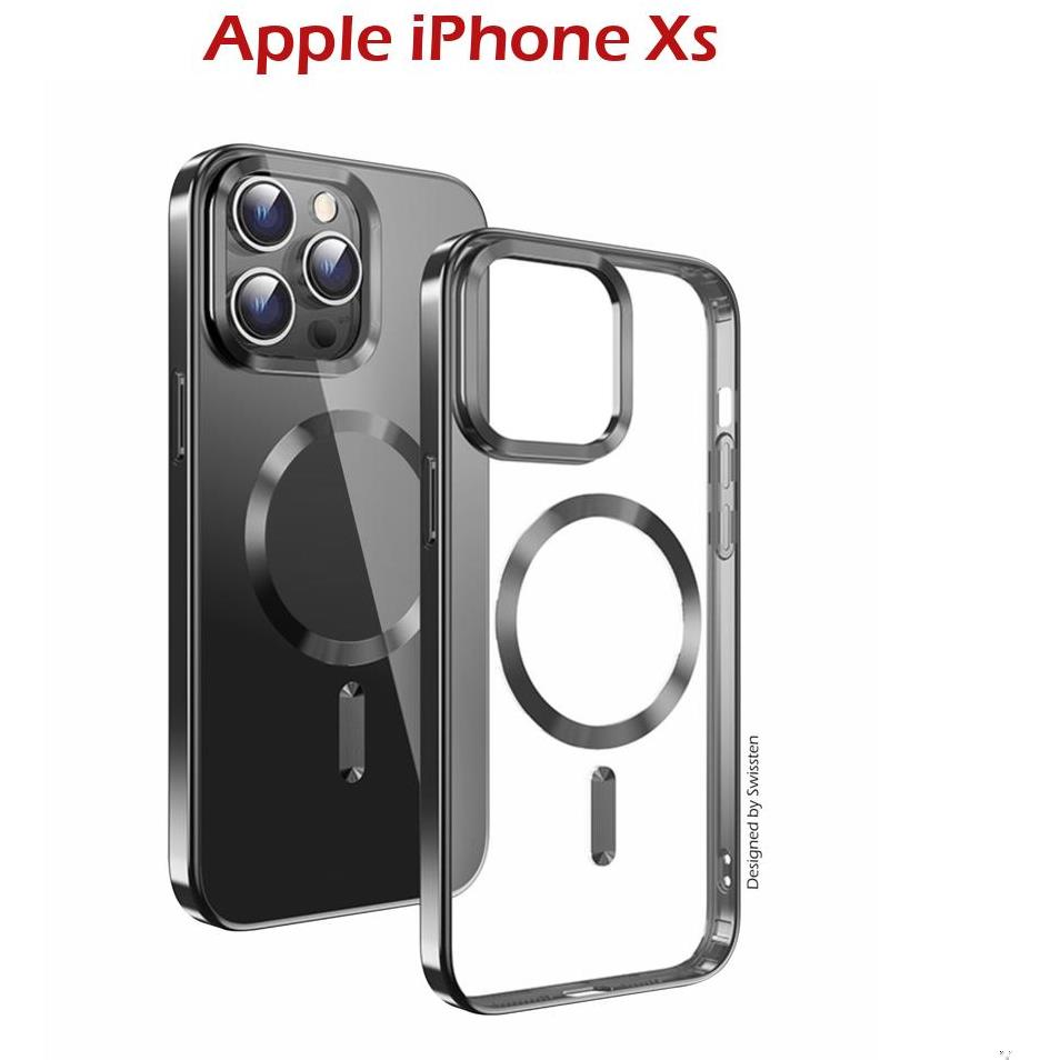 Swissten Clear Jelly MagStick Metallic iPhone Xs fekete tok (36500116)