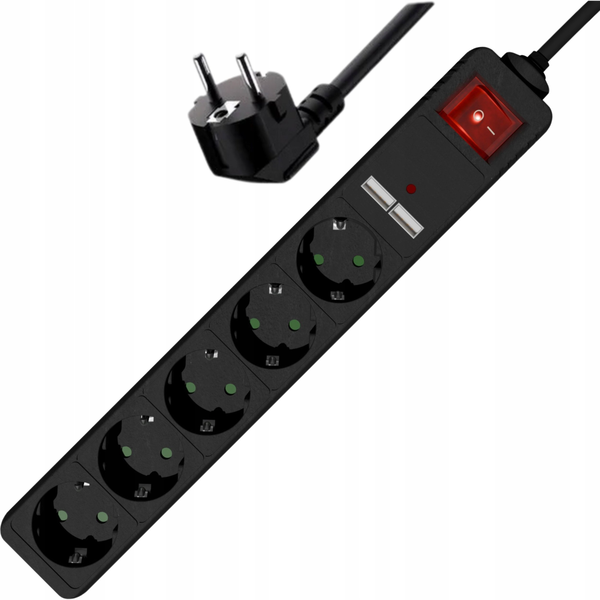 TÁPKÁBEL 2xUSB 2A 5x230V 1,5M GEMBIRD ENERGENIE HOSSZABBÍTÓ