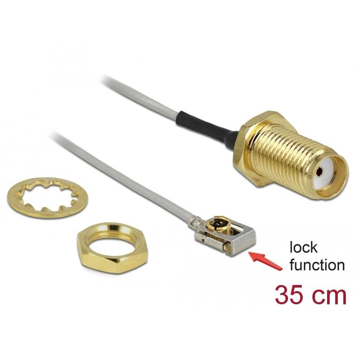 Delock antenna kábel SMA anya-apa MHF I LK-dugó 1.13 35cm (89932) (DE89932)
