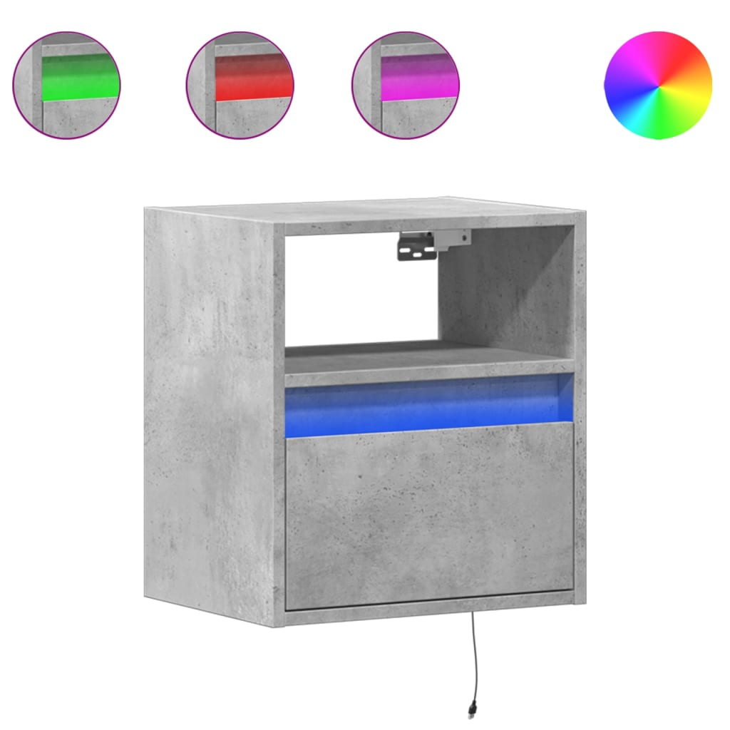 2 db betonszürke fali TV-szekrény LED-del 41 x 31 x 45 cm (852320)
