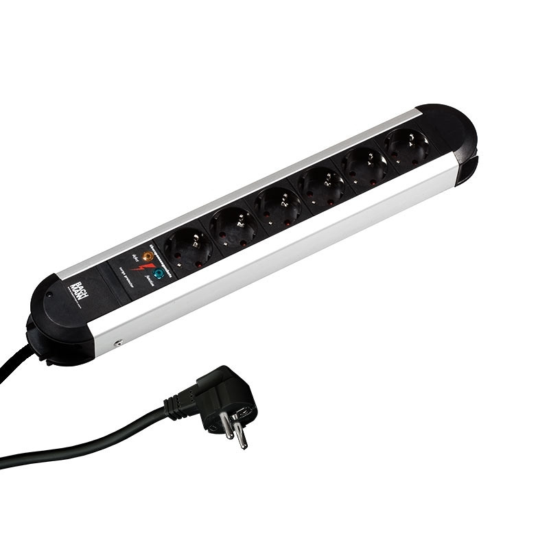 Bachmann PRIMO 331.014 6 aljzatos túlfeszültség védő - elosztó 1.75m - Fekete/Ezüst (331.014)