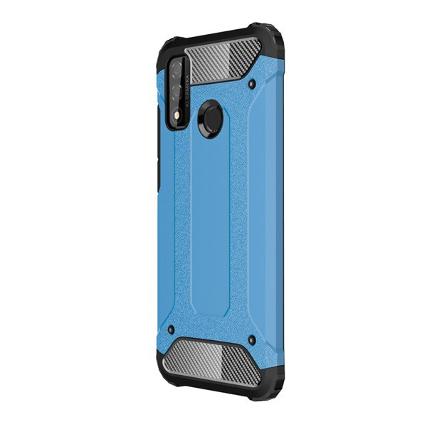 Defender műanyag telefonvédő (közepesen ütésálló, légpárnás sarok, szilikon belső, fémhatás) VILÁGOSKÉK [Huawei P Smart (2020)] (5996457989652)