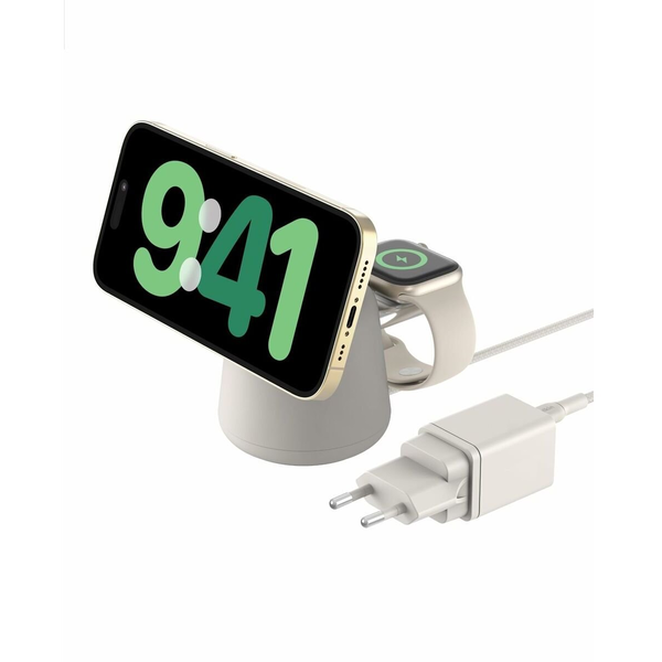 BELKIN BoostCharge Pro 2in1 Vezeték nélküli töltőállvány Qi2 15W fehér