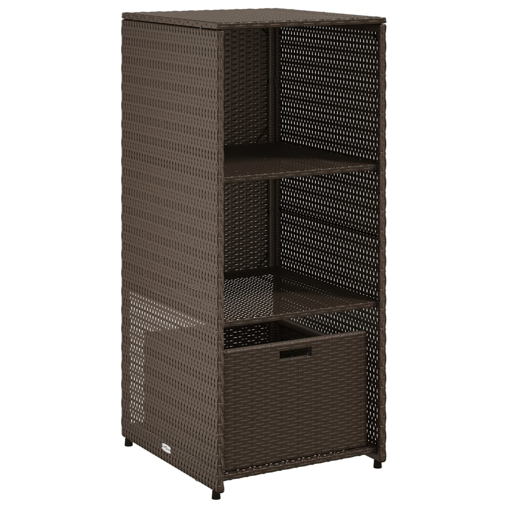 barna polyrattan kerti tárolószekrény 50 x 55 x 115 cm (365548)