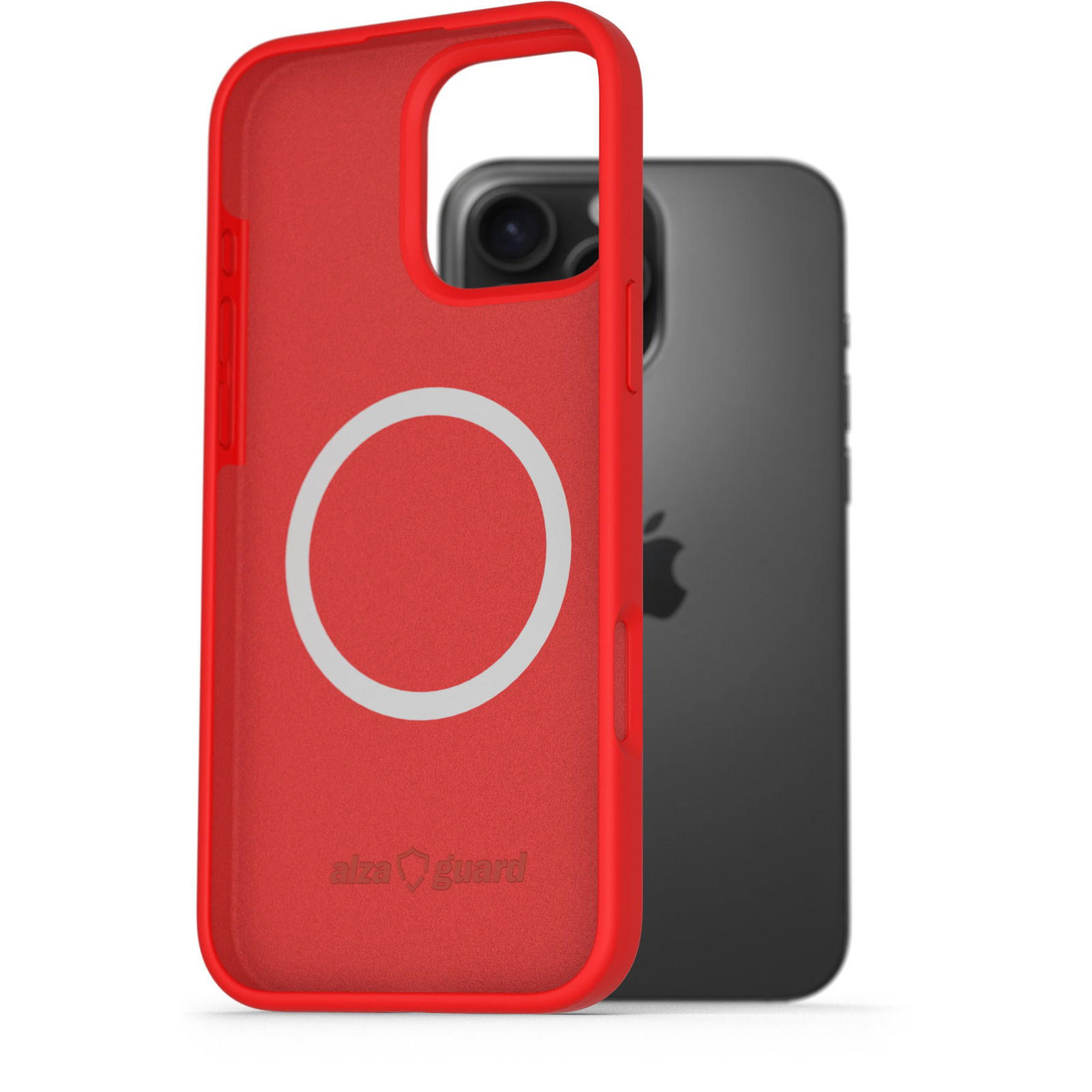 AlzaGuard iPhone 16 Pro Max Silicone Case Compatible with Magsafe piros tok (AGD-PCMS26R)