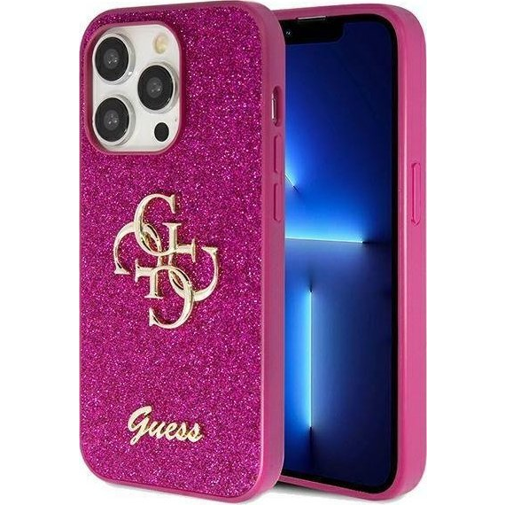 Guess Glitter Script Apple iPhone 15 Pro Max Tok - Rózsaszín (GUE003384)