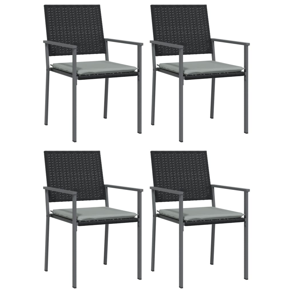 4 db fekete polyrattan kerti szék párnával 56x62,5x89 cm (3187081)