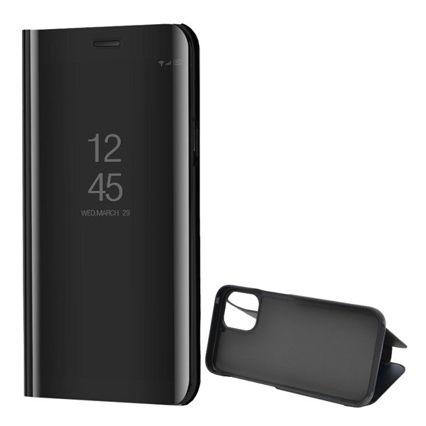 Tok álló (aktív FLIP, oldalra nyíló, asztali tartó funkció, tükrös felület, Mirror View Case) FEKETE [Apple iPhone 12 Pro] (5996457999798)