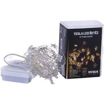 Tesla - dekoratív nano Fényfüzér, csillag 1,5cm, 50LED, 2700K, 5m +30cm, 3x AA elem, időzítő, IP44 (VOBA5MIO1)