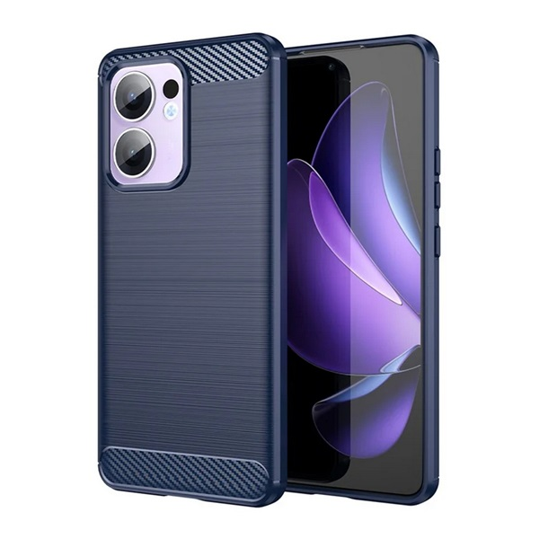 Szilikon telefonvédő (ütésállóság, légpárnás sarok, szálcsiszolt, karbon minta) SÖTÉTKÉK Oppo Reno 13 F 5G "Gigapack csomagolás" (GP-168071)