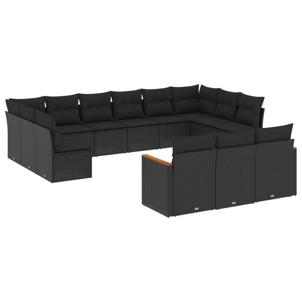 13 részes fekete polyrattan kerti ülőgarnitúra párnákkal (3258856)