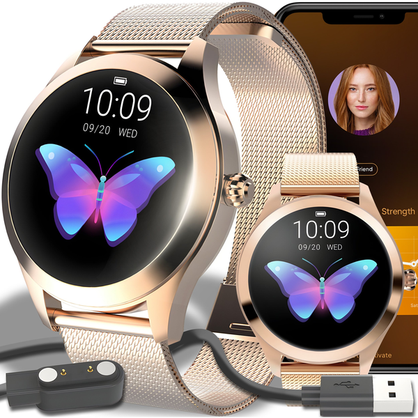 Smartwatch Retoo SMARTWATCH ZEGAREK DAMSKI WODOODPORNY POLSKA APLIKACJA SPORT SEN ROZMOWY