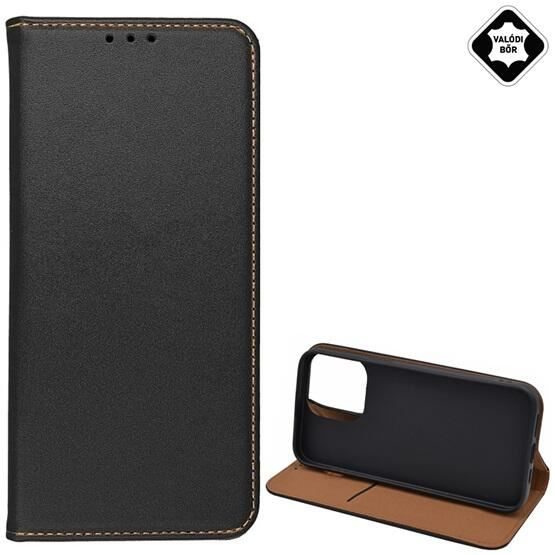 Gigapack Apple iPhone 15 Pro Max valódi bőr fliptok fekete (GP-147931) (GP-147931)