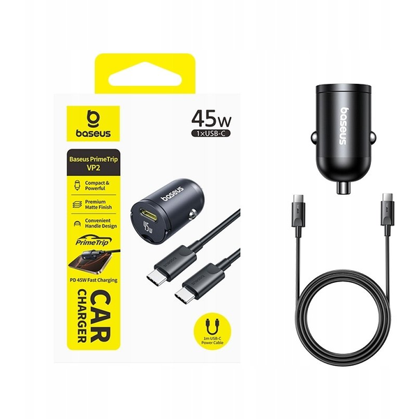 Car Charger Baseus PrimeTrip VP2, 45W, 3A, 1 x USB-C, Black C0206800