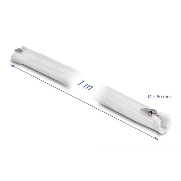 Delock 20823 Opletená hadice se zipem 1m x 50mm bílá