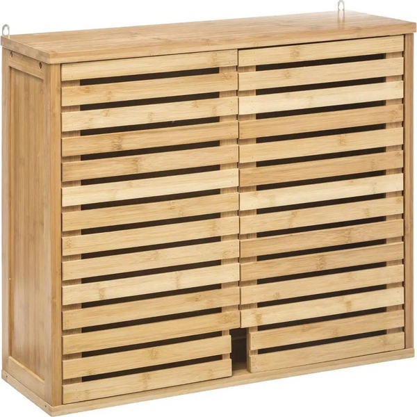 Mueble Auxiliar 2 Puertas Sicela Marrón, Fabricado En Bambú, Moderno Y Práctico, Para Cualquier Estancia, 52x59x20cm