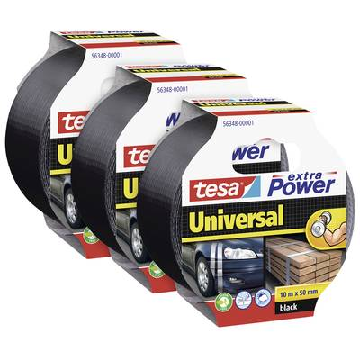 Tesa extra Power® UNIVERSAL (56348) Szövet ragasztószalag Fekete (H x Sz) 10 m x 50 mm 3 db (56348)