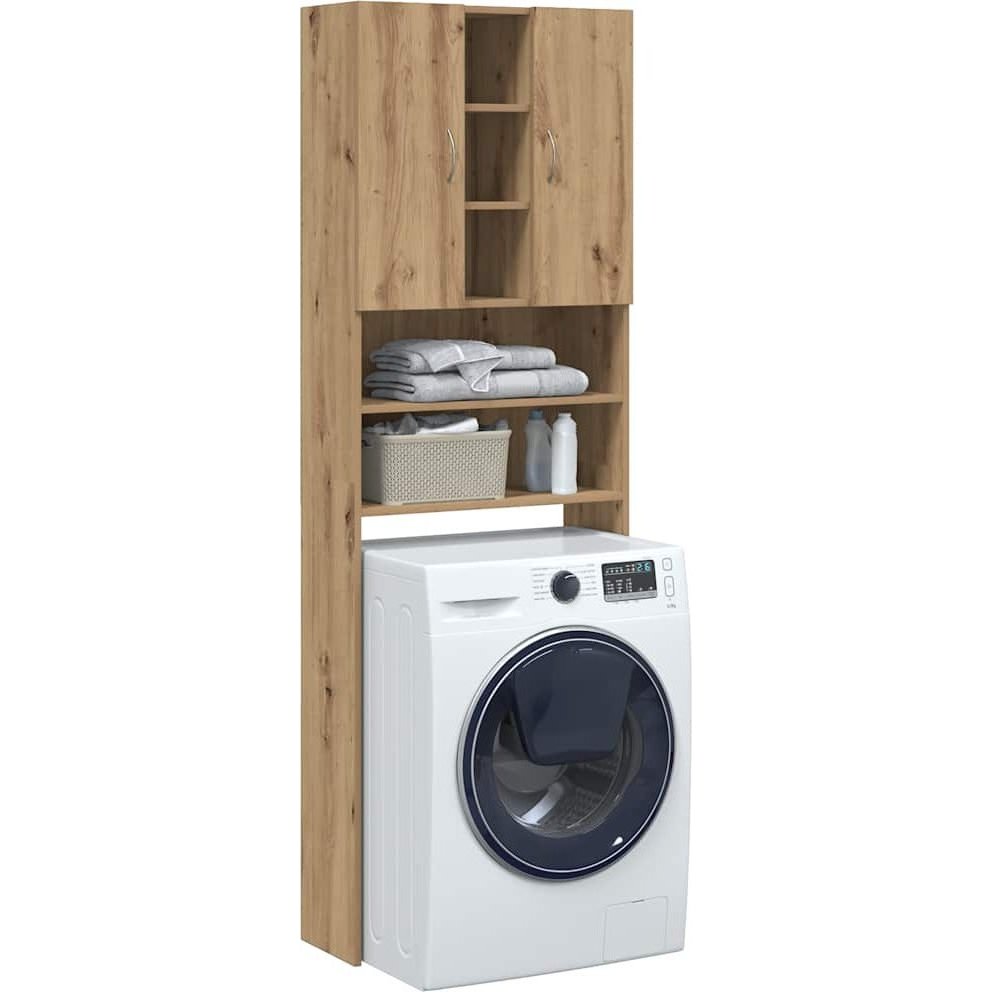kézműves tölgy színű mosógépszekrény 64 x 25,5 x 190 cm (856650 VidaXL)