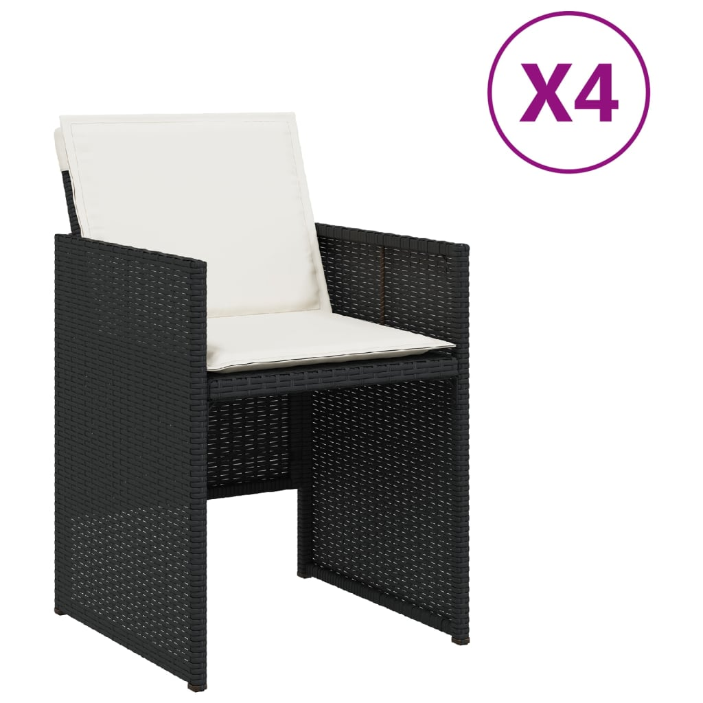 4 db fekete polyrattan kerti szék párnával (4007435)