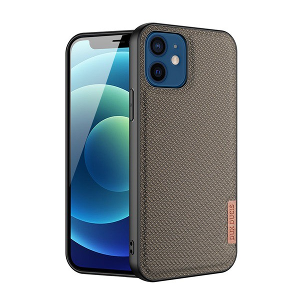 DUX DUCIS FINO szilikon telefonvédő (műanyag belső, közepesen ütésálló, rács minta) BARNA [Apple iPhone 12 mini] (5996591035161)