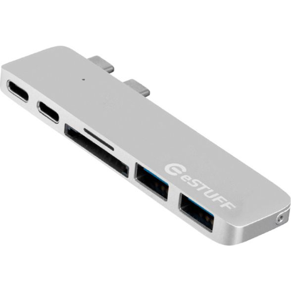 HUB USB eStuff 1x SD 1x microSD 2x USB-C  + 2x USB-A  (ES84122-SILVER)